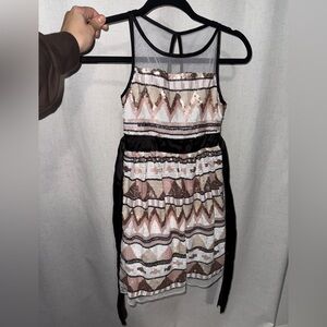 Crystal Doll Sequin Mini Dress in Pink and Black